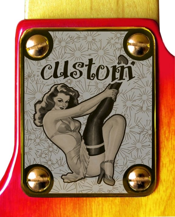 Neck Plate Gold 4 Fender P J Bass Guitar PinUp Stocking   FREE 