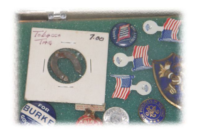 LOT Vintage Pinbacks Tobacco Tags Political Tax Buttons  