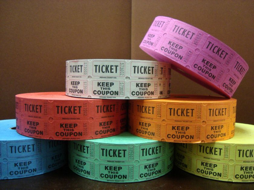 20 Rolls Raffle Tickets   2000 50/50 Tickets Per Roll  