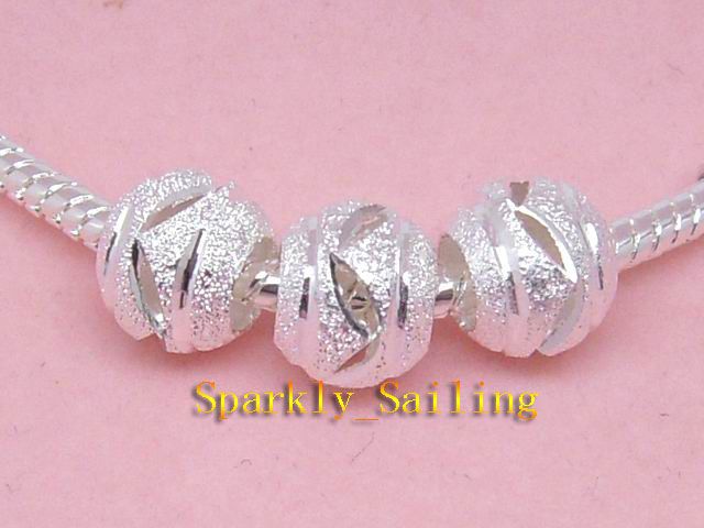 Title 30PcsXSilver Plate Carved Stardust Bead Charms Fit European 