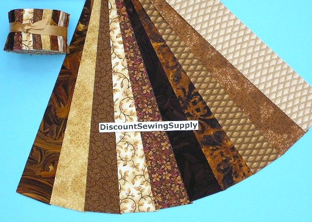 Brown Jelly Roll Beige Tan Chocolate Fabric Quilt Strips Die Cut Rust 