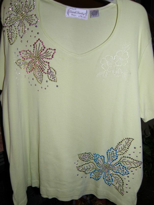 Sarah Bentley New 100% Cotton Shirt Green Bling 2XL Top  