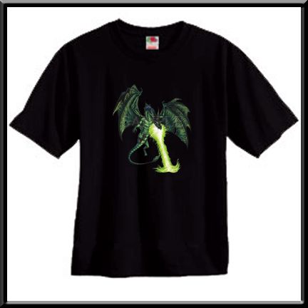 Cool Green Fire Breathing Dragon T Shirt S,M,L,XL,2X,3X  