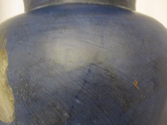 Vintage Pottery Vase Midnight Blue & Stone Grey Natural Organic Design 