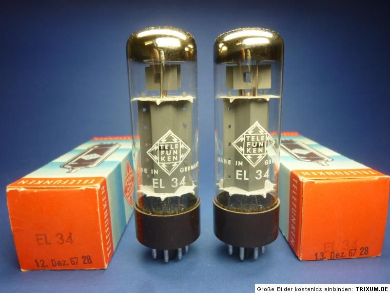 TUBES  TELEFUNKEN EL34  TESTED. OO. NEW. ORIGINALBOX. ( 6CA7 