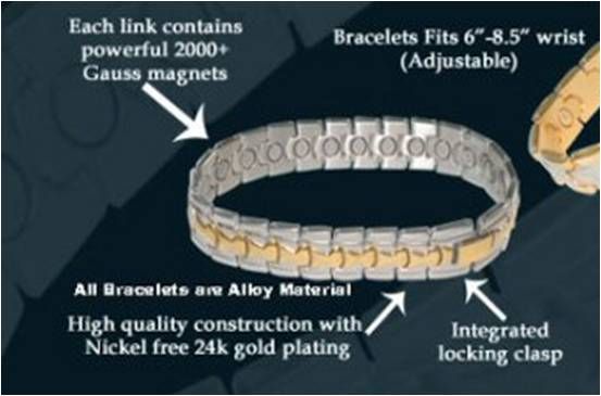 Two 2 Toned Gold Plated Silver Magnetic Bracelet Copper  