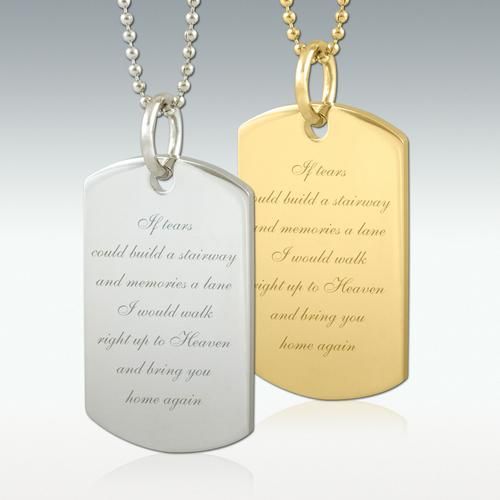 If Tears Could Build Dog Tag Engraved Pendant Silver or Gold   Free 