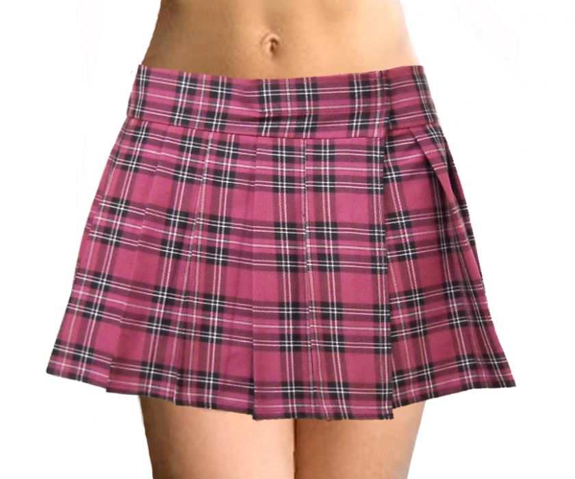 RASPBERRY SCHOOLGIRL PLAID TARTAN PLEATED SKIRT PLUS  