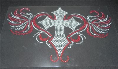 Decorative Cross Rhinestone Iron On Transfer Bling  