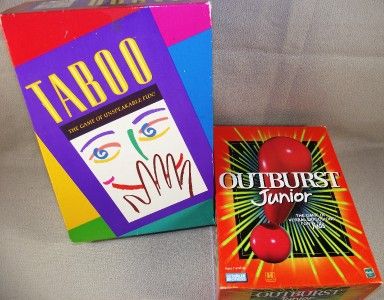 TABOO & OUTBURST JR Party Game Lot   Ex Condition  