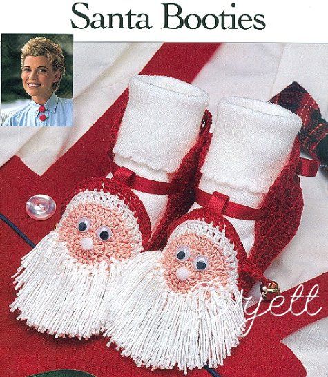 Santa Booties, holiday baby crochet pattern  