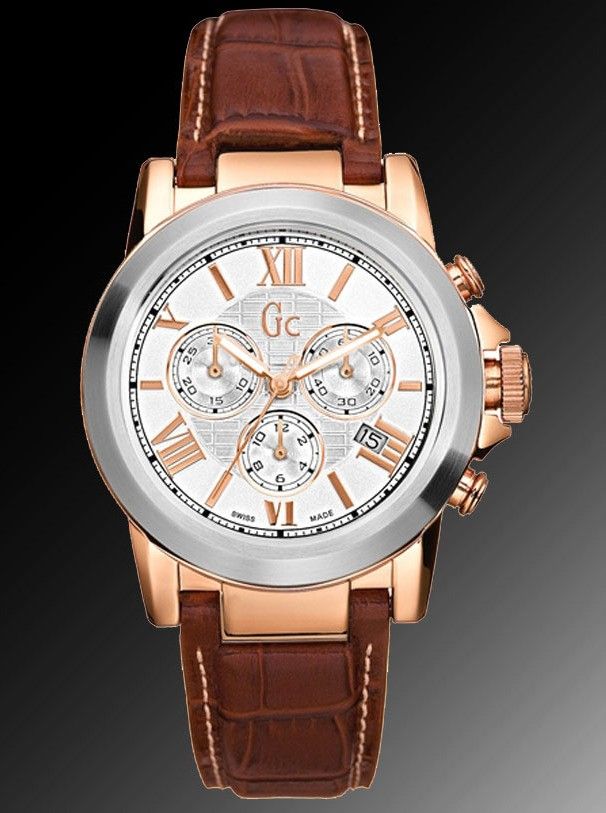 NEW GUESS COLLECTION SWISS GC MENS B2 CLASS ROSE GOLD SILVER WATCH 