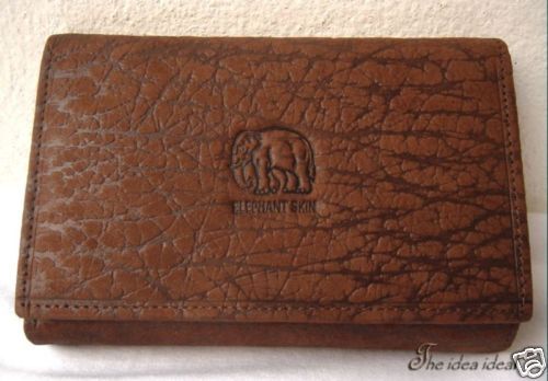 DARK BROWN ELEPHANT SKIN LEATHER CLUTCH WALLET+Gift bag  