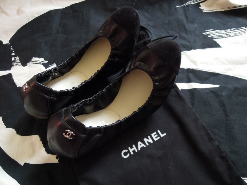   ™ Black Lambskin Leather Ballerina Flats 39/8M (Spring Summer 2012