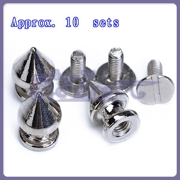 10 Sets Silver Cone Screwback Spikes Studs Leather Craft 12mm NEW 