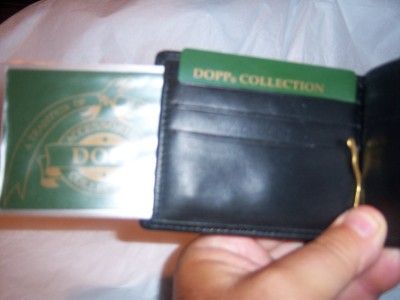 Mens black Leather Dopp Gold Moneyclip Wallet,  