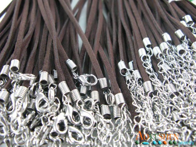 3mm 16 Brown Suede Korea Necklace Cord Chain Clasp NF  