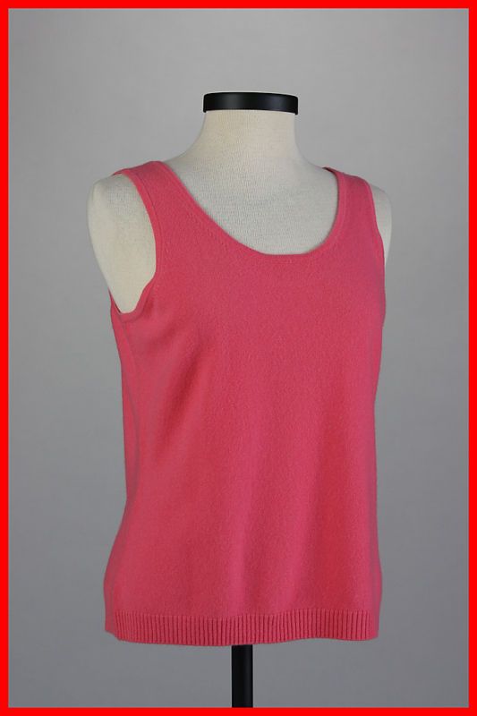 ST JOHN CASHMERE KNIT SHELL SZ MEDIUM RASPBERRY SORBET  