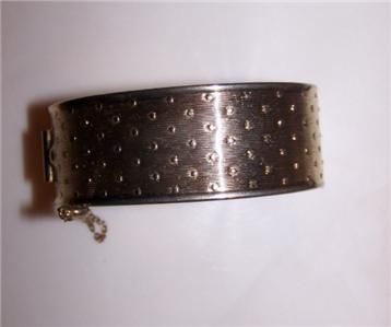Vintage Cuff Pegasus Coro Etched Bracelet safety chain  