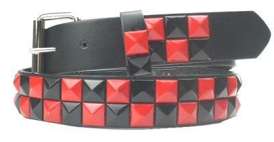 Boys Girls BELT Large 2 Row Pyramid Studded Black Purple Stud Snap On 