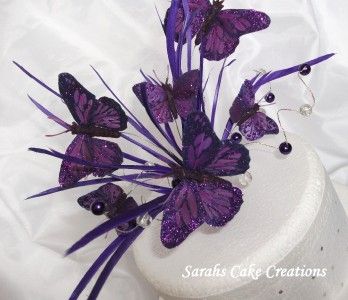 Rich Purple Butterfly Cake Topper   Wedding Birthday Decoration  