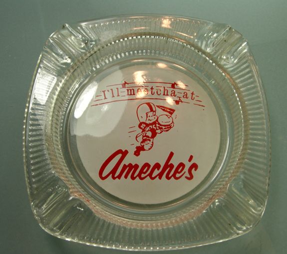 BALTIMORE COLTS 1960s AMECHES Restaurant Glass Ashtray ALAN AMECHE 