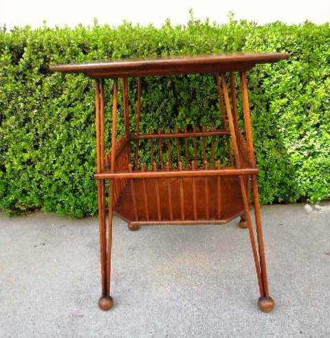 ANTIQUE OAK STICK & BALL LAMP TABLE CIRCA 1880  