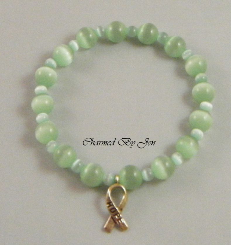 MENTAL HEALTH DEPRESSION Awareness Cats Eye Bracelet w/ HOPE Ribbon 