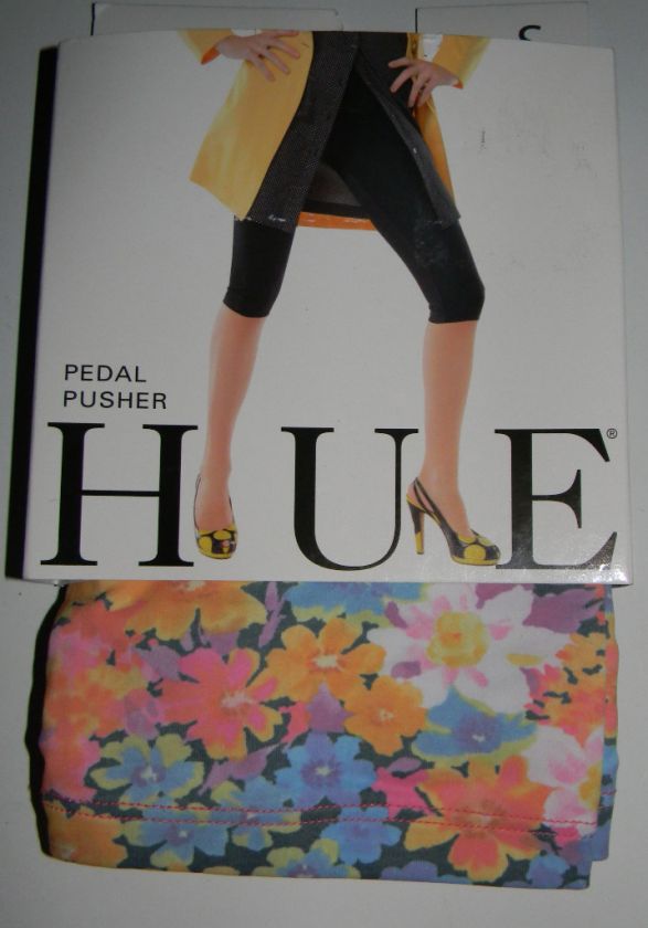 HUE MULTI FLORAL PEDAL PUSHER LEGGINGS TIGHTS YOGA EXCERCISE PANTS 