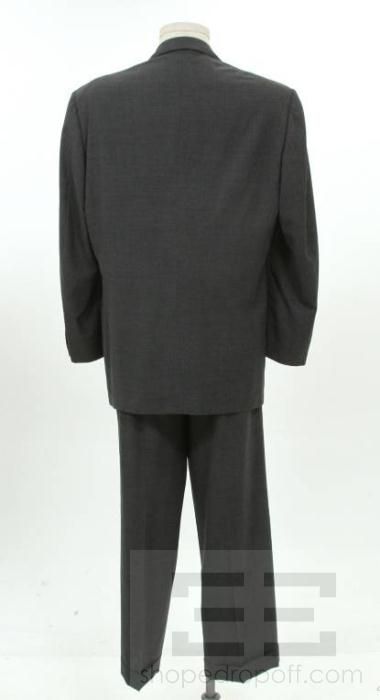   Zegna Mens Charcoal Grey Wool 2 Pc Jacket & Pant Suit Size 54  