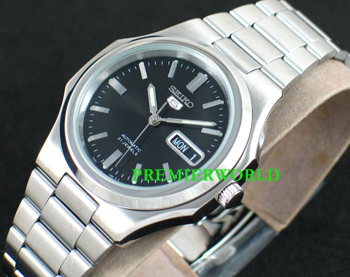 SEIKO MEN AUTOMATIC SEE THRU OCTAGON STEEL WATCH SNKK47  