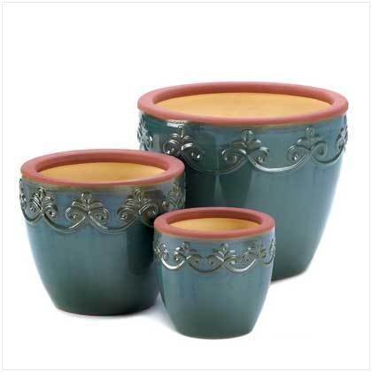   Sea Blue Flower/Planting Pots Trio Small/Medium/Large set of 3  