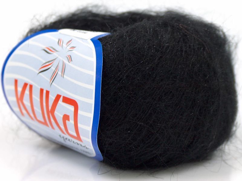 Lot of 10 Skeins KUKA KID MOHAIR DELUXE (55% Kid Mohair) Yarn Black 