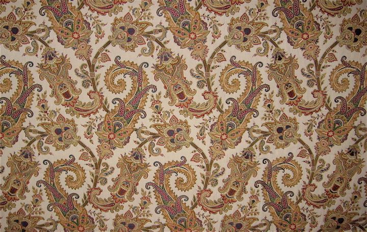 6yds Paisley Gold Jeweltone Brocade Upholstery Fabric  