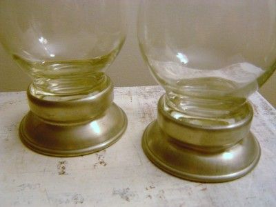   vintage pewter glass candle votive holders lanterns cloche dome globes