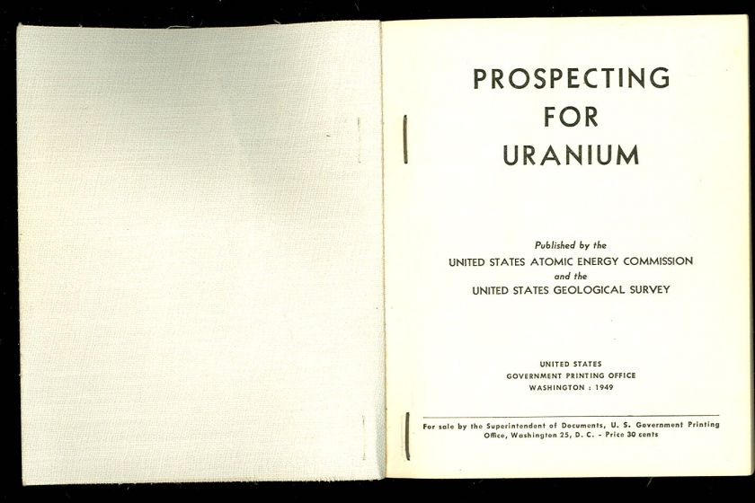 1949 PROSPECTING FOR URANIUM   ATOMIC ENERGY COMMISSION  