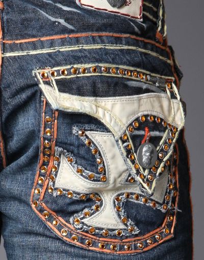 Laguna Beach Jeans mens DESTROYED Orange *CHOOSE ONE* w/ 2G Crystals 