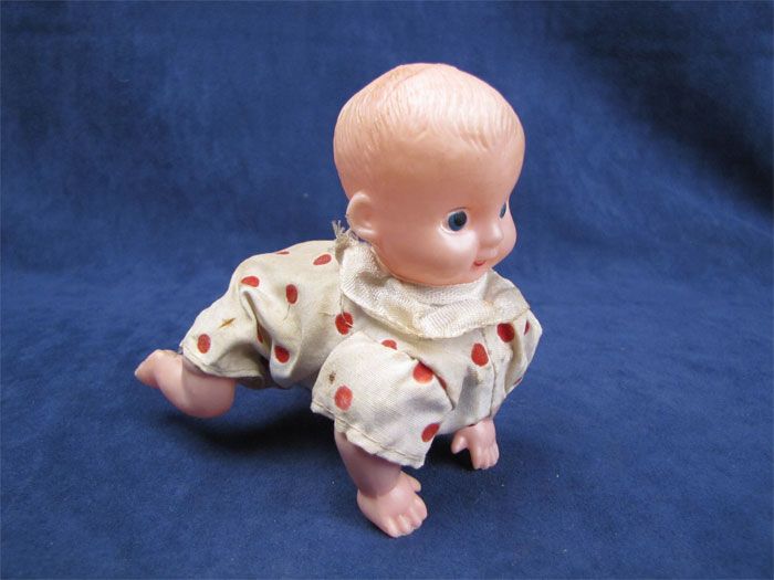 Vintage Tin & Plastic Wind Up Crawling Baby Toy Japan  