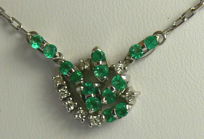 ANTIQUE COLOMBIAN EMERALD & DIAMOND NECKLACE .75CTS  