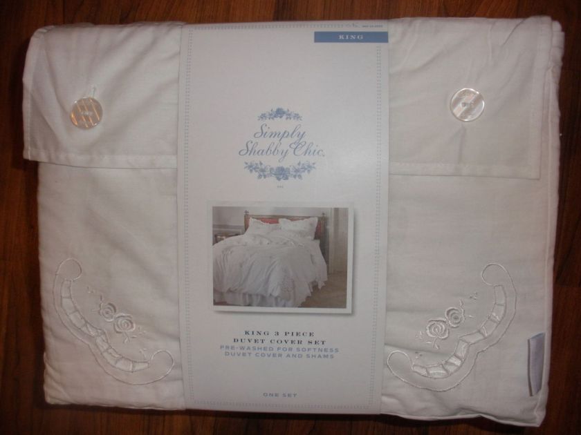 NEW Simply Shabby Chic Duvet Cover Set 3 piece King White  