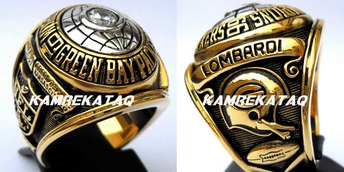   BAY PACKERS SUPER BOWL 18K GOLD PLATED CHAMPIONSHIP NFL RING LOMBARDI