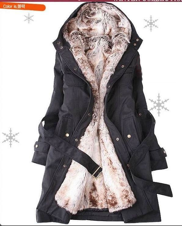 New Fashion Womens 2 IN 1 Warm Hooded Faux Fur Winter Long Zipper 