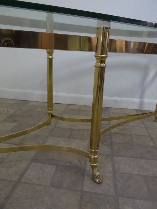 vintage brass and glass hoofed hooves coffee table made in italy 