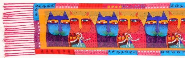 LAUREL BURCH Feline Family 100% Silk Scarf NWT Cats  