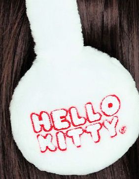 HELLO KITTY~ RED SATIN BOW WHITE PLUSH EAR MUFFS  
