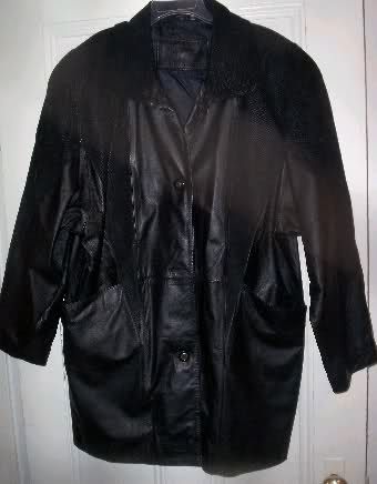 JACQUELINE FERRAR BLACK LEATHER JACKET COAT WOMENS SZ L LARGE  