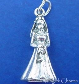 Sterling Silver BRIDE Wedding 3D Charm  