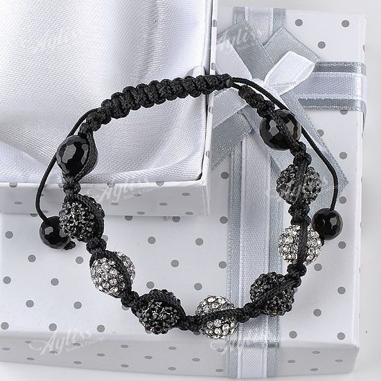   Crystal Disco Ball Beads Weave Macrame Hip Hop Bracelet + Gift Box