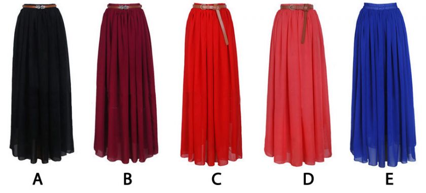 2012 New Sexy Fashion Women Girls Long Maxi Chiffon pleated Elastic 