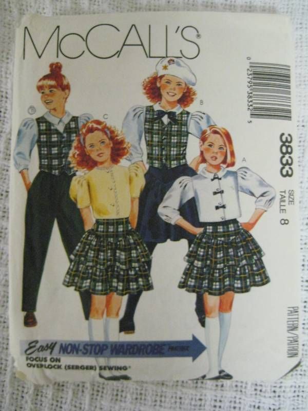 Vtg McCalls Girls SCHOOL UNIFORM SKIRT Sewing Pattern  